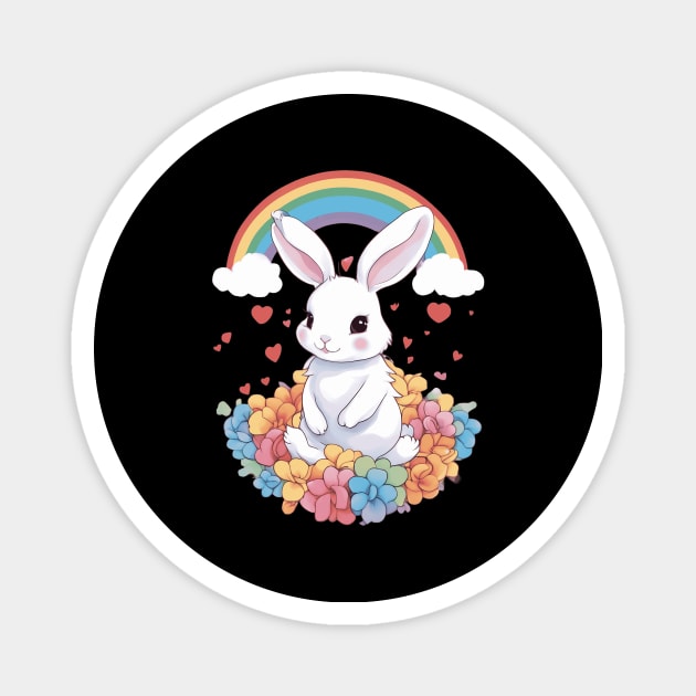 Rainbow Bunny Love Magnet by animegirlnft